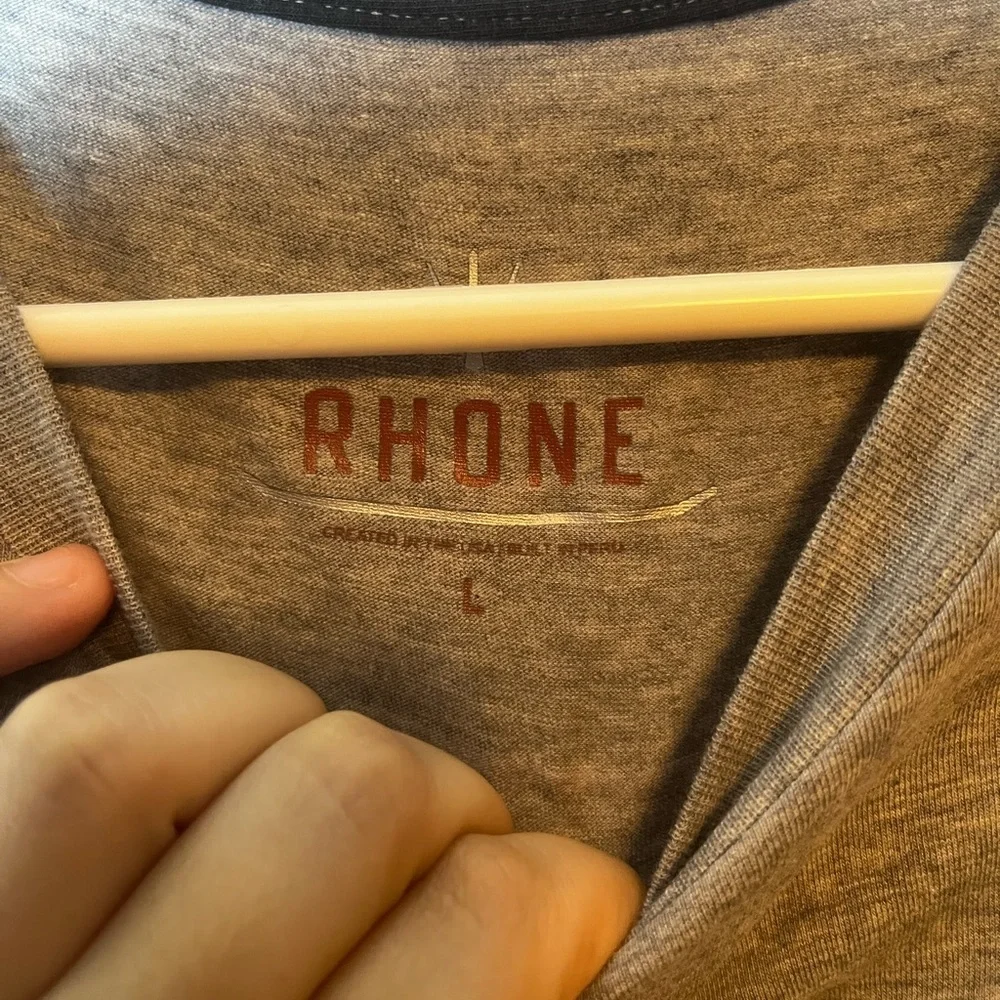 Rhone Mens Pima Cotton Blend Grey Tee Shirt Size L